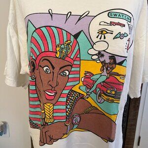 RARE VINTAGE 1980s Swatch "Osiris" Egyptian Graphic Pop-Art T-Shirt (L)